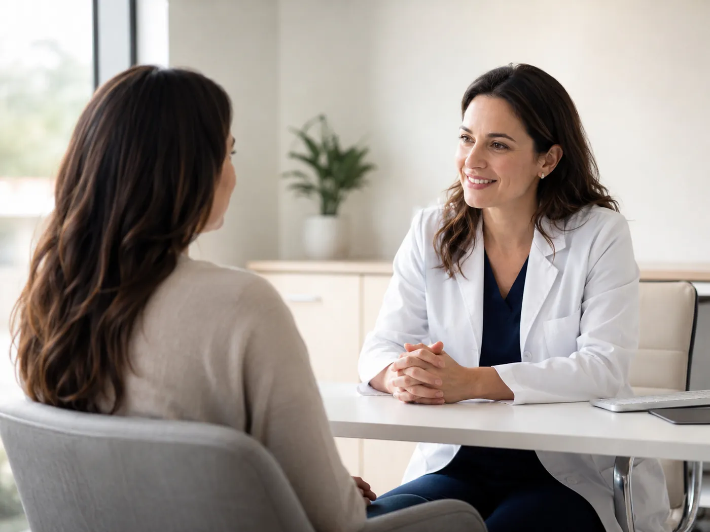 A physician in consultation with a patient