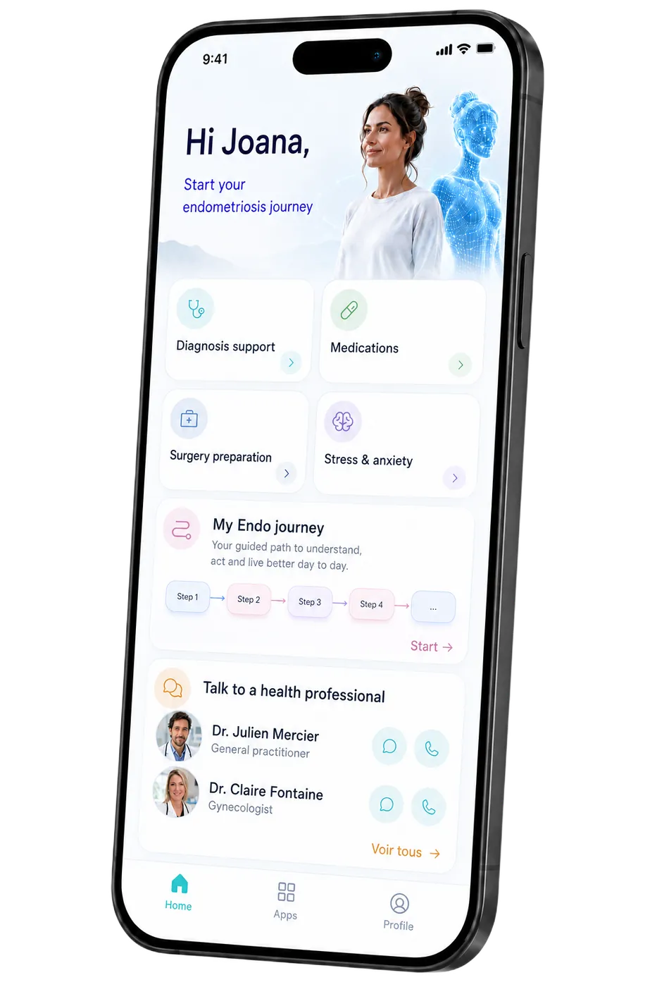 The MyTwin app guiding an employee through their health journey
