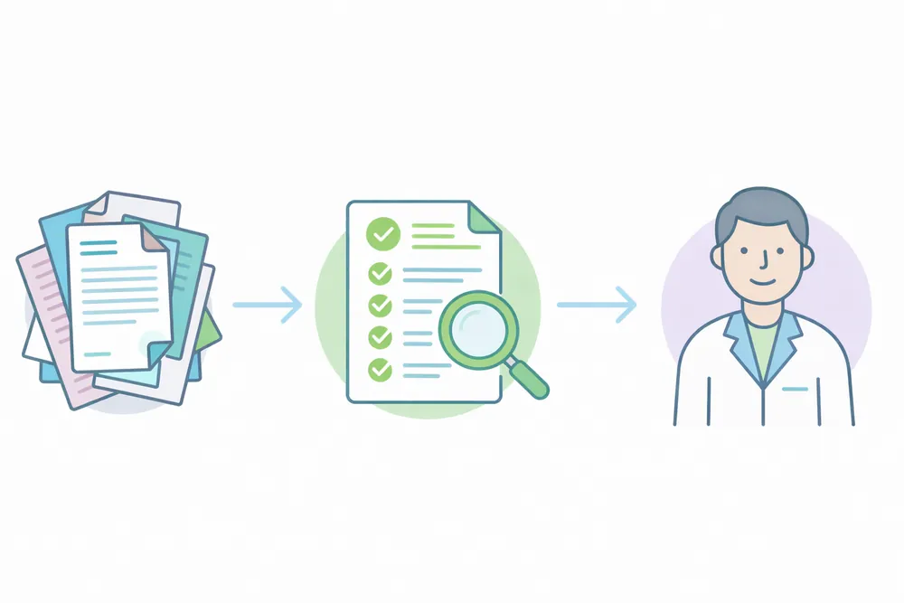 Doctor reviewing patient medical reports